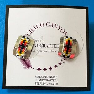 Navajo made Sterling Silver Beaded Post  Earrings NWT